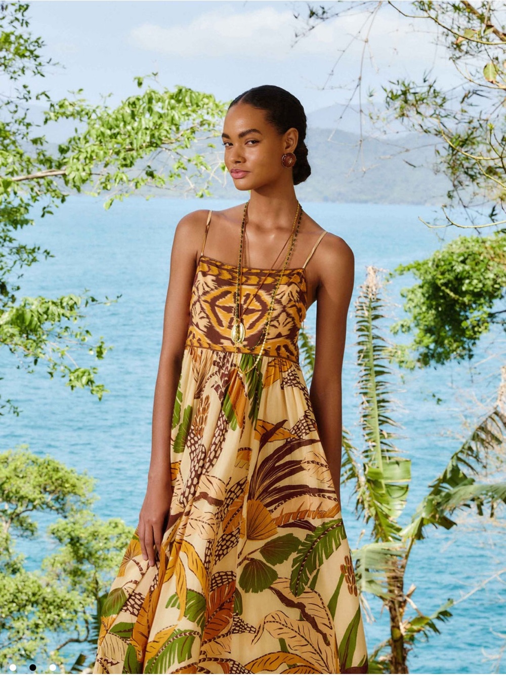 FARM Rio Sand Foliage Sketch Tropical-Leaf Maxi Dress NWT - Picture 4 of 4